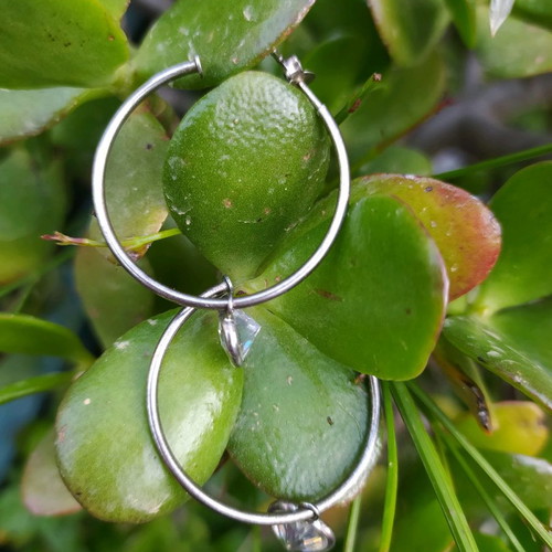 Silver 925 hoop earrings like new with crystal details