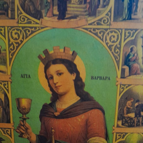 Icon of Saint Barbara on wood used, 23x32 cm