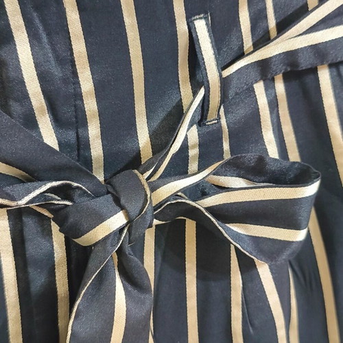 H&M High-Waisted Striped Pants Black-Gold Like New L-XL