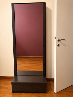 Floor mirror wenge with storage space like new