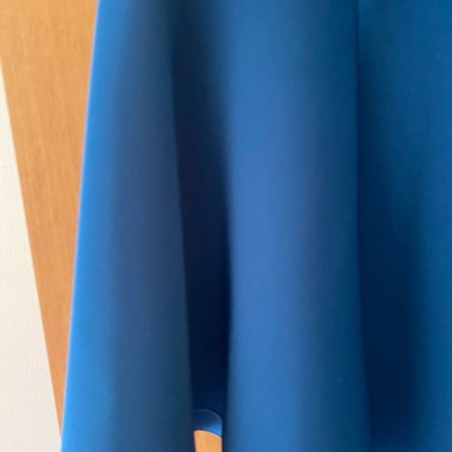 Tenax crepe dress like new, long sleeved with ruffles, petrol green