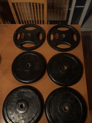 Δίσκοι Xfit σαν καινούργιοι, πακέτο με μπάρα 50 κιλά σύνολο