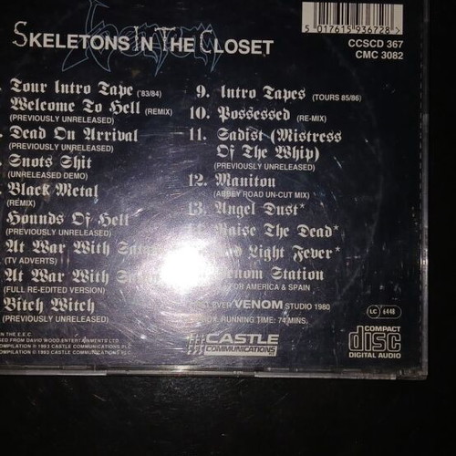Venom Skeletons in the Closet CD used, metal