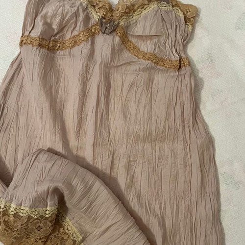 Feather Bone Silk Slip Dress Medium used, dusty rose with lace
