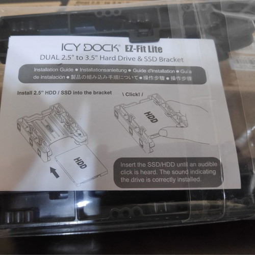 Icy Dock EZ-Fit Lite dual 2.5" to 3.5" hard drive SSD bracket black MB290SP-B