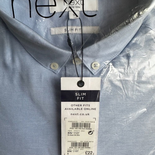 Next men's long sleeve shirt, size S, blue