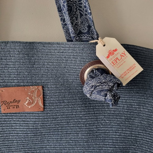 Replay shoulder bag new, straw with fabric lining
