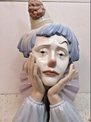 Lladro Sad Clown bust used, Spanish porcelain
