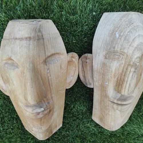 Wooden totem carvings like new, set of 2, handmade in Greece