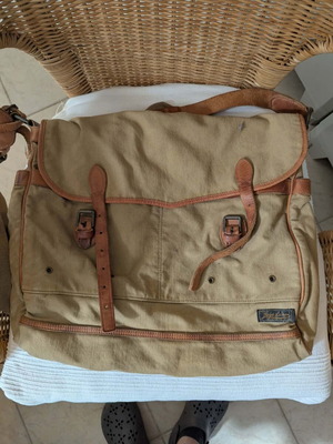 Τσάντα ταχυδρόμου Polo Ralph Lauren, καμβάς και δέρμα, μπεζ