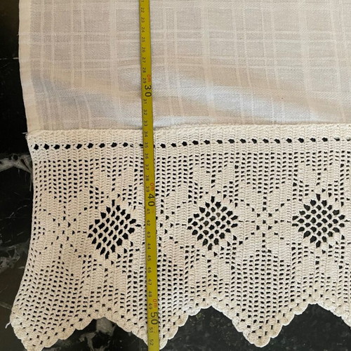 Crochet curtain used, handmade traditional embroidered 122x50 cm