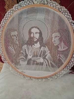 Wooden frame with fine lace like new