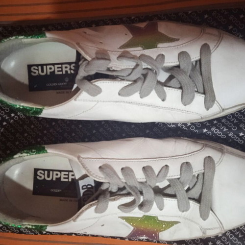 Golden Goose Superstar sneakers like new, size 38, white and green