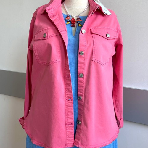 Fransa Pink Denim Shirt Jacket New