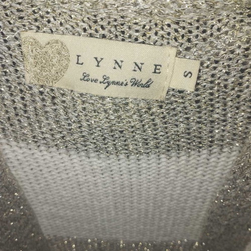 Knitted long Lynne cardigan striped beige/lurex like new