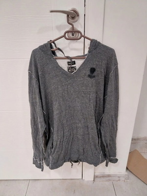 Diesel l/s top with hoodie men's size medium used, grey, 100% cotton