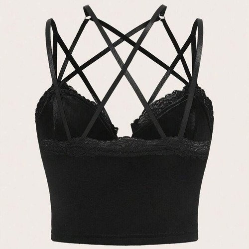 Romwe top size L καινούργιο, μαύρο με δαντέλα
