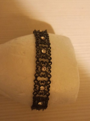 Vintage bracelet black metal with rhinestones like new