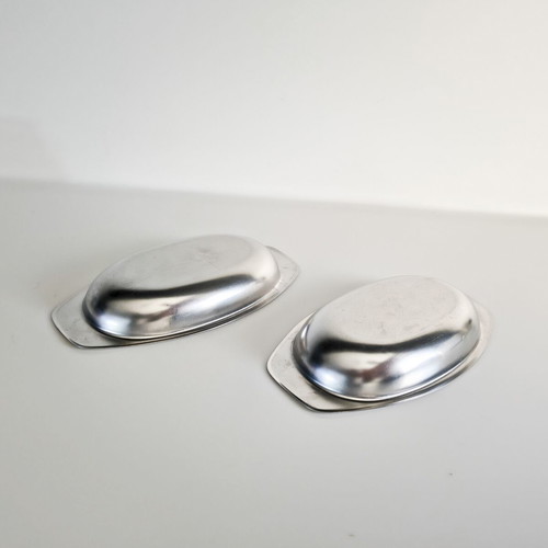 Set of 2 Serving Platters 18/10 Stainless Steel used, 19.5x10.5 cm