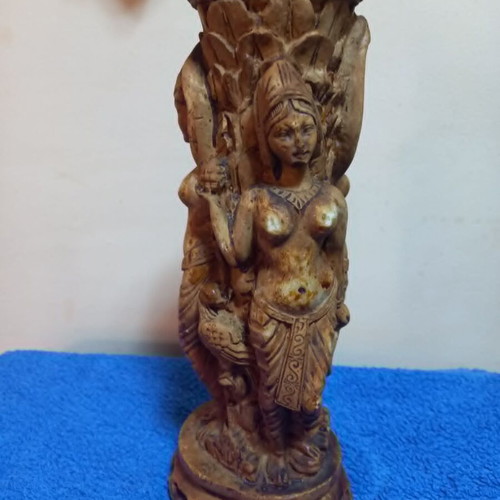 Decorative resin vase vintage with carved female figures used