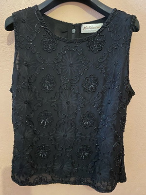 Evening blouse new, vintage, black, 100% silk, size medium