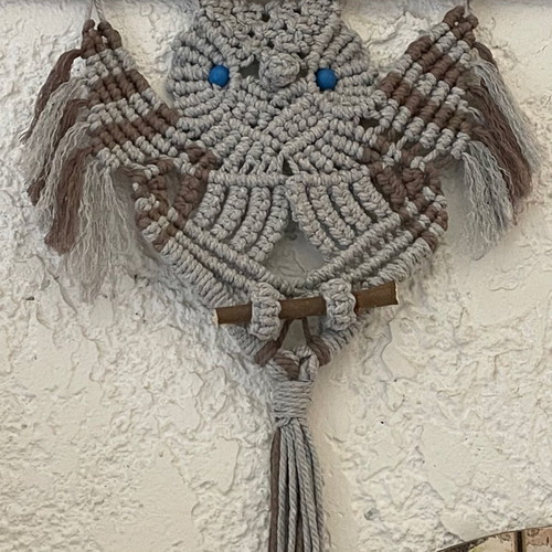 Macrame wall hanging with owl design handmade new