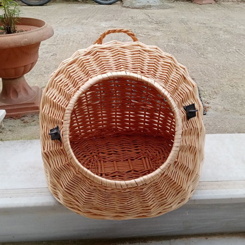 Cat transport basket and nest made of natural willow wood Vida XL like new