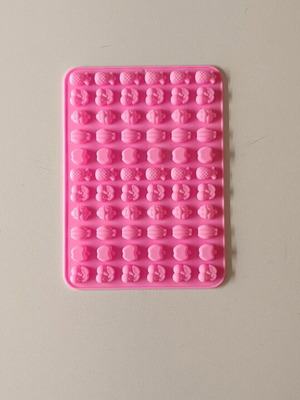 Silicone mold for gummies like new, fruit design, fuchsia color