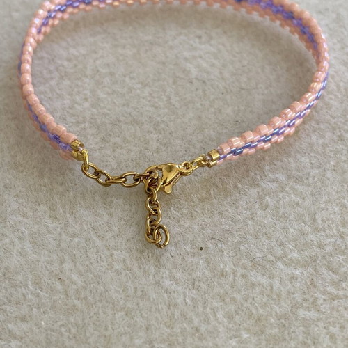 Handmade bracelet with Miyuki Delica beads pink and purple new