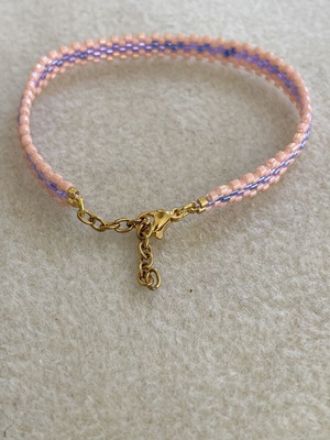 Handmade bracelet with Miyuki Delica beads pink and purple new