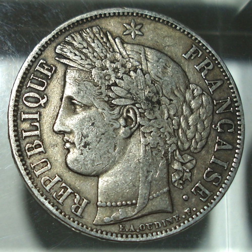 5 Francs 1849 Ceres used, 2nd French Republic