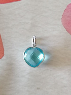 Silver 925 pendant with aqua heart-shaped stone new