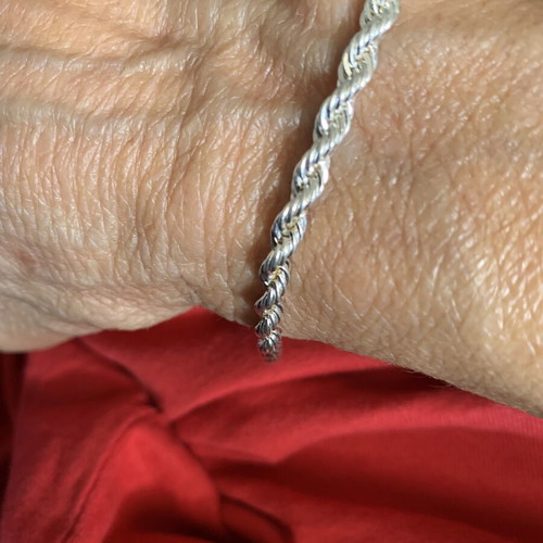 Silver 925 Rope Chain Necklace and Bracelet Set