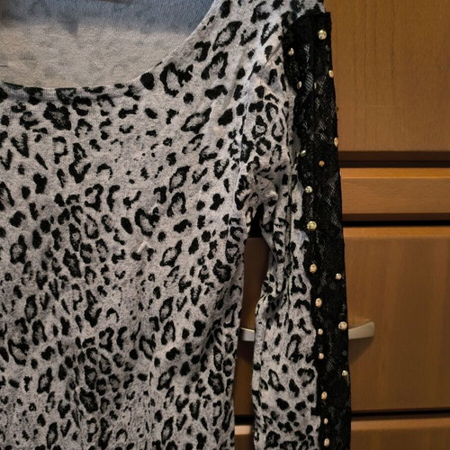Pin Up gray leopard knit dress like new