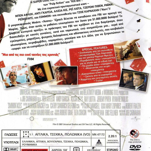 Smokin' Aces DVD with Greek subtitles, action comedy thriller