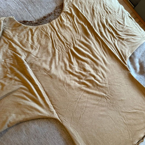 Sky Butterfly Blouse used, khaki with open lace back