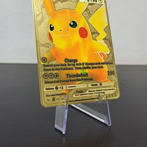 Metallic gold-plated Pokemon Pikachu V Basic (Thunderbolt) collectible card new