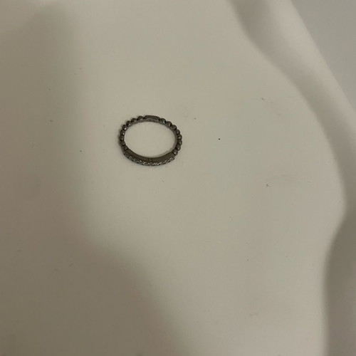 Thin band ring black plated silver with zircon, good condition, size 50-52, La Vie