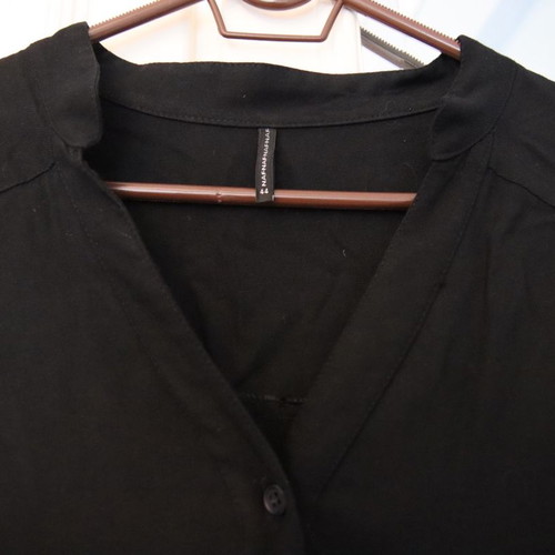 Naf-Naf Black Shirt-Dress Used, 3/4 Sleeves, Ruffle Detail, Size 44