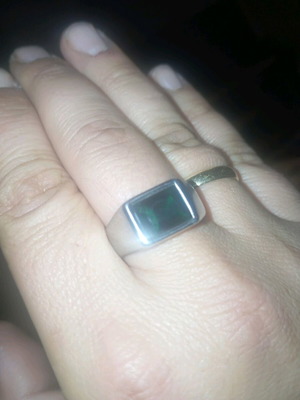 A.L.E. Stainless Steel Ring Green Like New