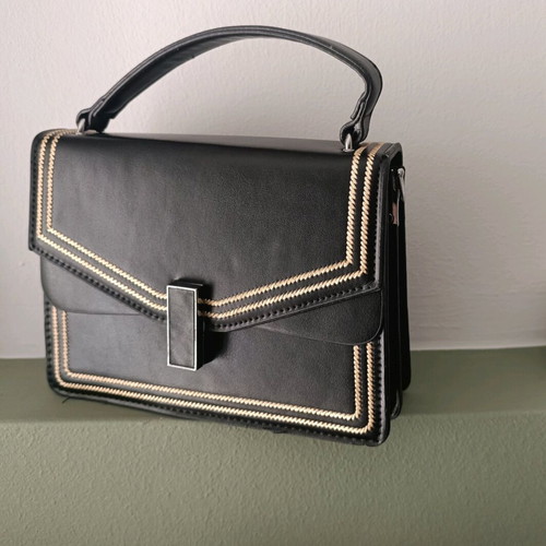 Handbag used, black with gold details