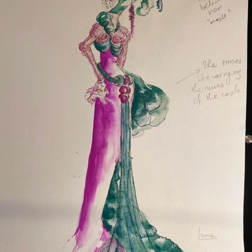 Theatrical costume design used, watercolor on A3 paper