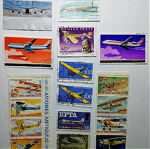 17 όμορφα Γραμματόσημα από διάφορες χώρες με θέμα τα αεροπλάνα
