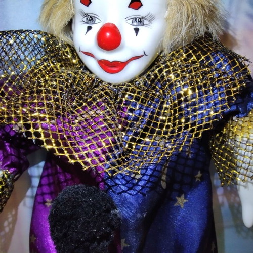 Collectible porcelain clown doll, 35 cm, 1980s-90s