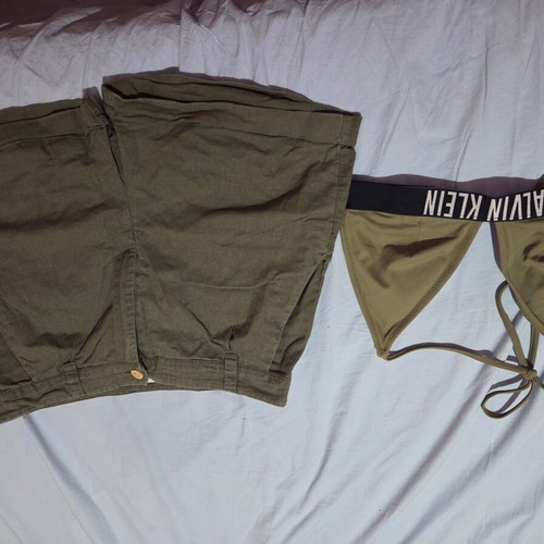 Calvin Klein bikini top and Calliope linen style shorts like new