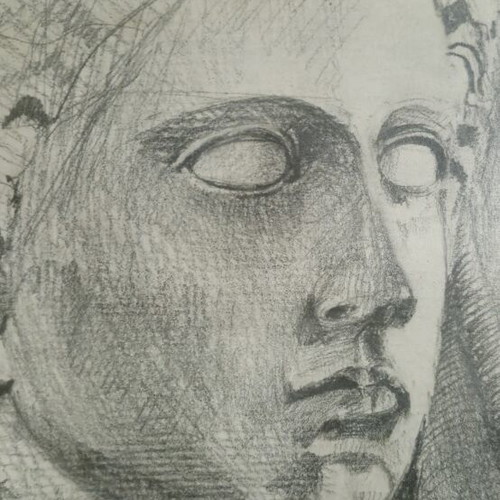 Hand Drawn Vintage Pencil Drawing Signed, Wooden Framed Art Used