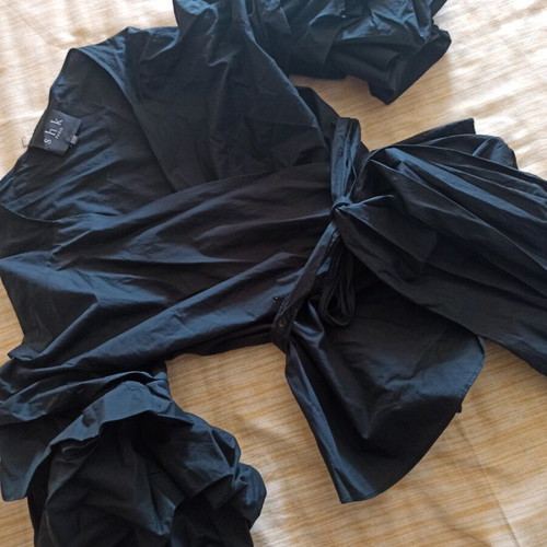 Women's wrap shirt with belt new, black, 100% cotton