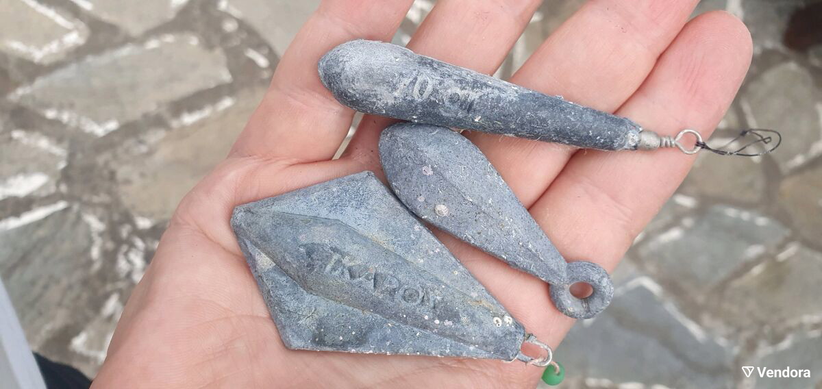 Μολύβδιναβαρίδιαψαρέματοςμεταχειρισμένα,πακέτο9τεμαχίων