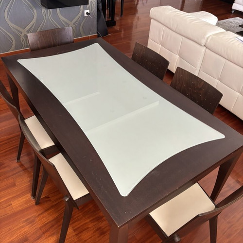 Dining set Bo Concept wenge wood table and six chairs like new
