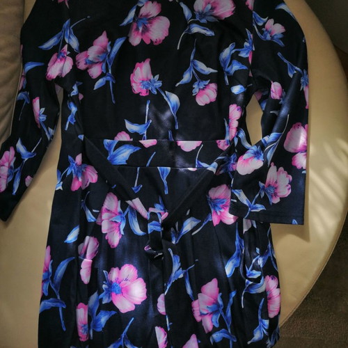 Blue Vanilla dress blue spring floral print with waist belt